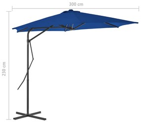 Guarda-sol de jardim com poste de aço 300x230 cm azul