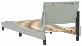 Estrutura de cama c/ cabeceira 90x190 cm veludo cinzento-claro