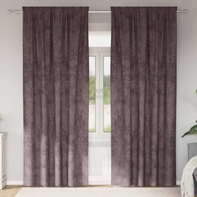 vidaXL Cortinas de Veludo 2 pcs com Ilhós Castanho 225x140 cm