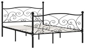 Estrutura de cama com estrado de ripas 140x200 cm metal preto