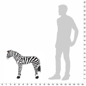 Brinquedo de montar zebra peluche preto e branco XXL
