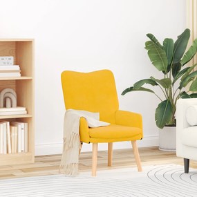 Poltrona Relaxante vidaXL Amarelo Claro em Tecido de Veludo