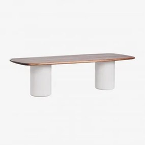Mesa De Jardim Retangular 270x110 Cm Em Madeira De Acácia Bogotá Branco & Castanho-acácia Escuro - Sklum