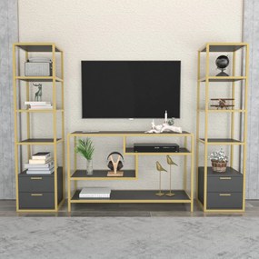 Unidade de TV Robbins – Dourado e Antracite – 198 cm x 39 cm x 160 cm