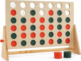 Jogo Conecta de 4 peças  62 x 17 x 40 cmcom 42 fichas e moldura em madeira de pinho para uso interior e exterior – Família, Crianças, Adolescentes, Ad