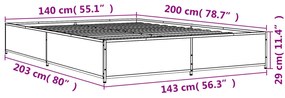 Estrutura de cama 140x200 cm derivados de madeira/metal preto