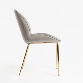 Cadeira Bille Golden Veludo - Cinza claro