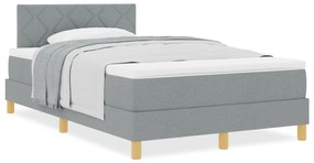 Cama Box Spring com Colchão Cinza Claro 120x190 cm Tecido