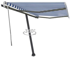 Toldo retrátil manual independente 350x250 cm azul e branco