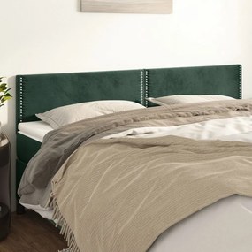 Cabeceira de cama 2 pcs veludo 100x5x78/88 cm verde-escuro