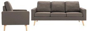 vidaXL 2 pcs conjunto de sofás tecido cinzento-acastanhado