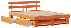 Estrutura da Cama Castanho-mel 150 x 200 cm Madeira Sólida