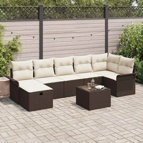 vidaXL Conjunto de Sofá de Jardim Manual 8 pcs Marrom e Creme vime PE
