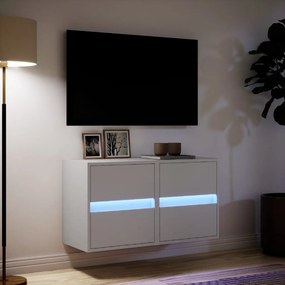 Móveis de parede p/ TV com luzes LED 2 pcs 41x31x45 cm branco