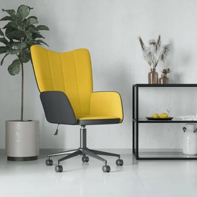 vidaXL Cadeira de descanso PVC e veludo amarelo mostarda
