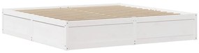 Estrutura de cama com cabeceira 200x200 cm pinho maciço branco