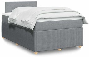 vidaXL Cama com molas/colchão 120x200 cm tecido cinza-claro