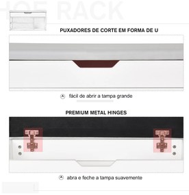 Sapateira com Assento Acolchoado Carga máxima de 120kg MDF 80x30x43cm Branco