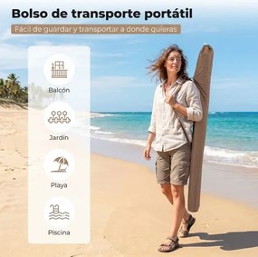 Guarda-sol retangular 200 x 130 cm para terraço exterior com inclinação bidirecional de 30°, bolsa de transporte e enfeites para pátio, piscina e