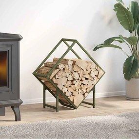 vidaXL Suporte para lenha aço laminado a frio verde azeitona