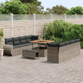 Conjunto de Sofá de Jardim vidaXL de 11 Peças com Almofadas Cinza Vime