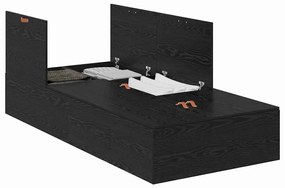 Cama de Armazenamento Preta de Carvalho 90x190 cm