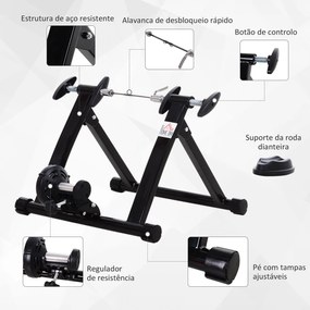 HOMCOM Rolo de Bicicleta para Treinamento Dobrável com Resistência Mag