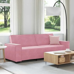 vidaXL Sofá de 3 lugares 180 cm veludo rosa