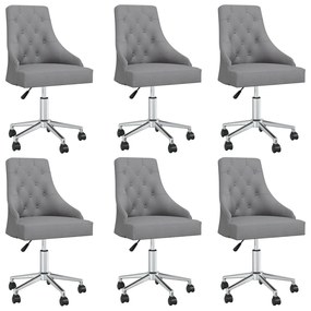 Cadeiras de jantar giratórias 6 pcs tecido cinzento-claro