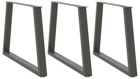 Pés para mesa de jantar em V, 3 peças, antracite, 90x (72-73,3) cm, aç