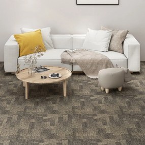vidaXL Ladrilhos de carpete para pisos 20 pcs 5 m² cinzento e bege