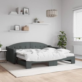 Sofá-cama c/ gavetão e colchões 90x190cm tecido cinzento-escuro