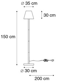 Candeeiro de pé inteligente preto com abajur branco 35 cm IP65 LED - Virginia Design