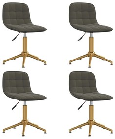 vidaXL Cadeiras de jantar giratórias 4 pcs veludo cinzento-escuro