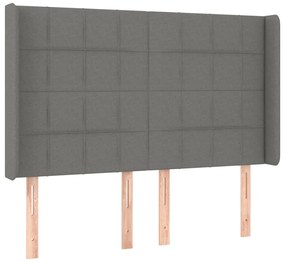 Cama box spring c/ colchão e LED 140x190 cm tecido cinza-escuro