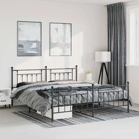 vidaXL Estrutura de cama com cabeceira e pés 183x213 cm metal preto