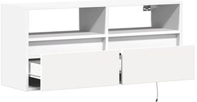Móvel de parede para TV com luzes LED 100x31x45 cm branco