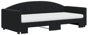 Sofá-cama com gavetão e colchões 90x200 cm veludo preto