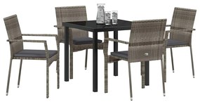 Conjunto de 4 Cadeiras de Jardim 5 pcs Cinzeto 80 x 80 x 73 cm
