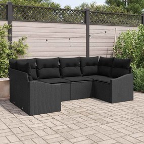 vidaXL Conjunto de Sofá de Jardim com Almofadas Preto Vime