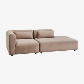 Sofá Modular De Canto Em 2 Peças Com Chaise Longue Direita Fogler Bombazina Castanho Camel - Sklum