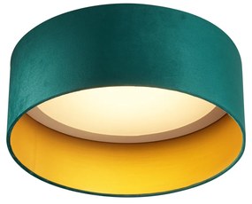 Plafon moderno veludo verde 40cm incl. LED regulável em 3 níveis - Sue Moderno