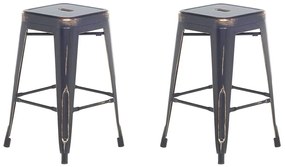 Conjunto de 2 bancos de bar em aço preto e dourado 60 cm CABRILLO Beliani