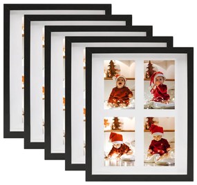 vidaXL Molduras 3D 5 pcs 28x35 cm para foto de 4x(10x15 cm) preto