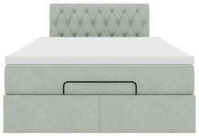 Estrutura de cama otomana com colchão cinza claro Veludo