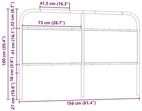 Cabeceira de cama 150cm derivados madeira/aço carvalho castanho