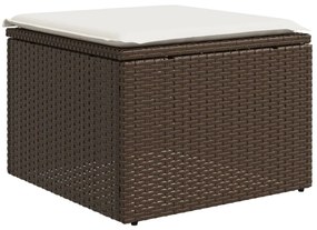 7 pcs conjunto de sofás jardim c/ almofadões vime PE castanho