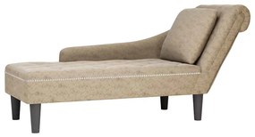 vidaXL Chaise lounge c/ almofada/apoio braços direito couro artificial