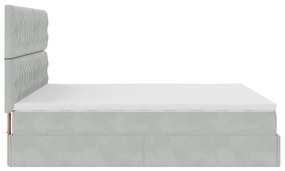Estrutura cama otomana colchões 180x200cm veludo cinzento claro