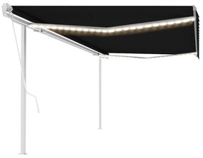 Toldo automático com LED e sensor de vento 5x3 m antracite